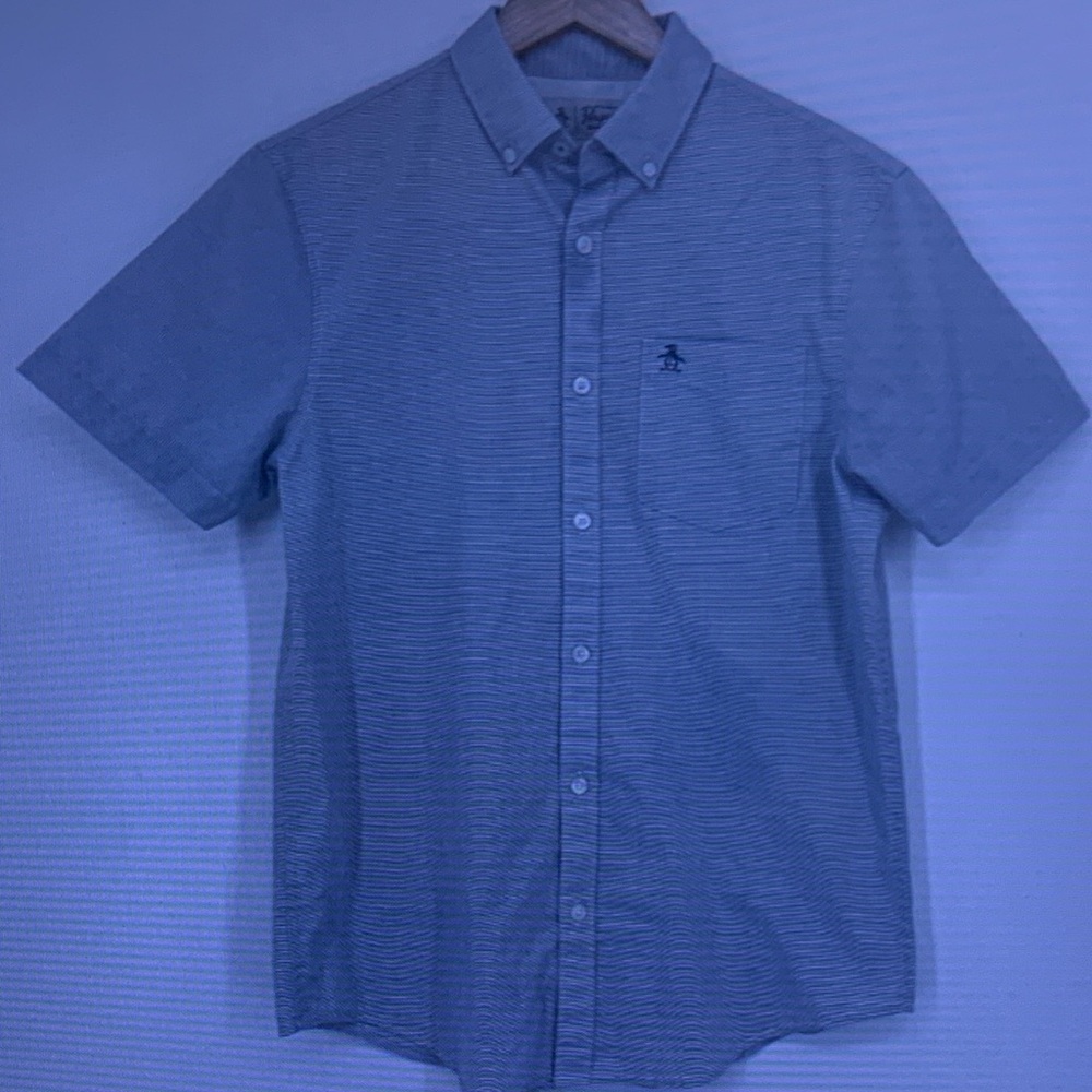 Original Penguin Short Sleeve Button-Down Shirt - Blue